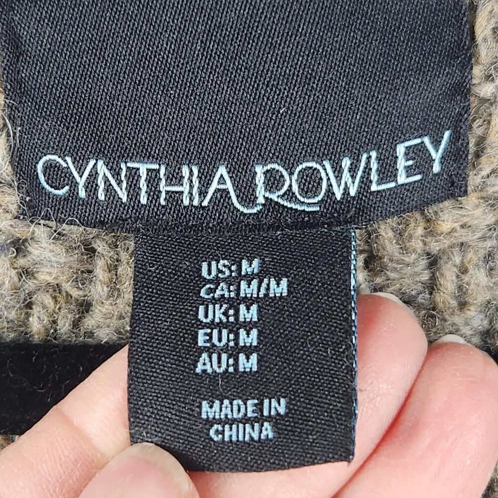 Cynthia Rowley Open Cardigan Sweater Women’s M Wool Blend Brown Chunky Knit EUC - Picture 4 of 16